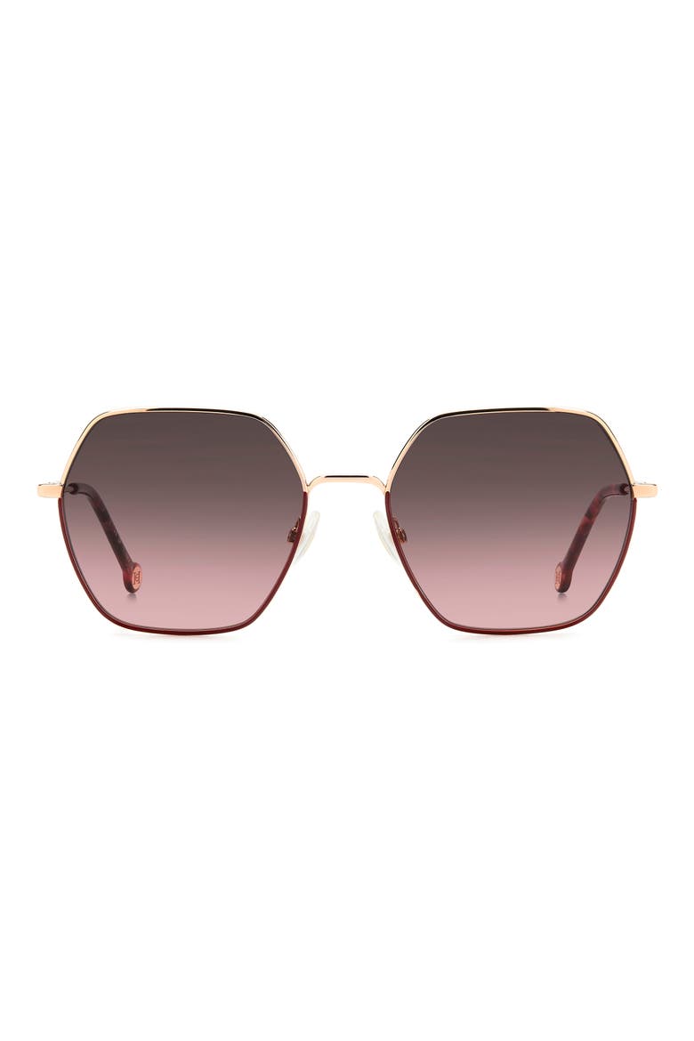 55mm Gradient Geometric Sunglasses, Main, color, GOLD BURGUNDY