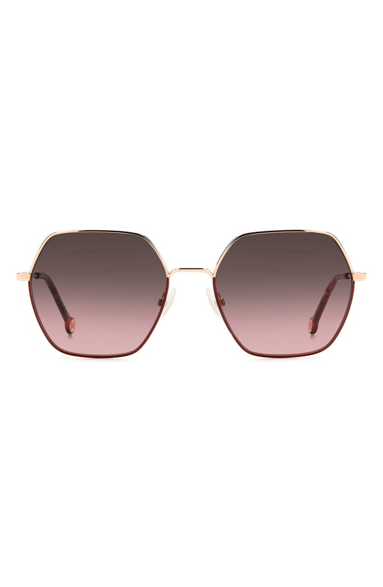 Carolina Herrera 55mm Gradient Geometric Sunglasses, Main, color, Gold Burgundy
