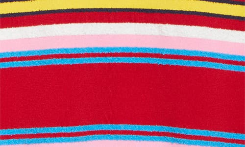 Casablanca Embroidered Logo Striped Knit Polo Shirt In Multi Dark Red