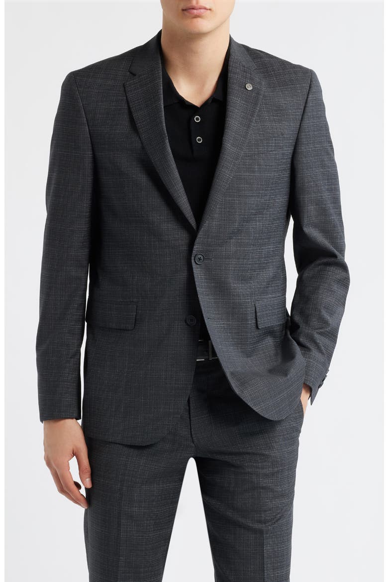Ross Slim Fit Screen Check Suit, Alternate, color, BLACK