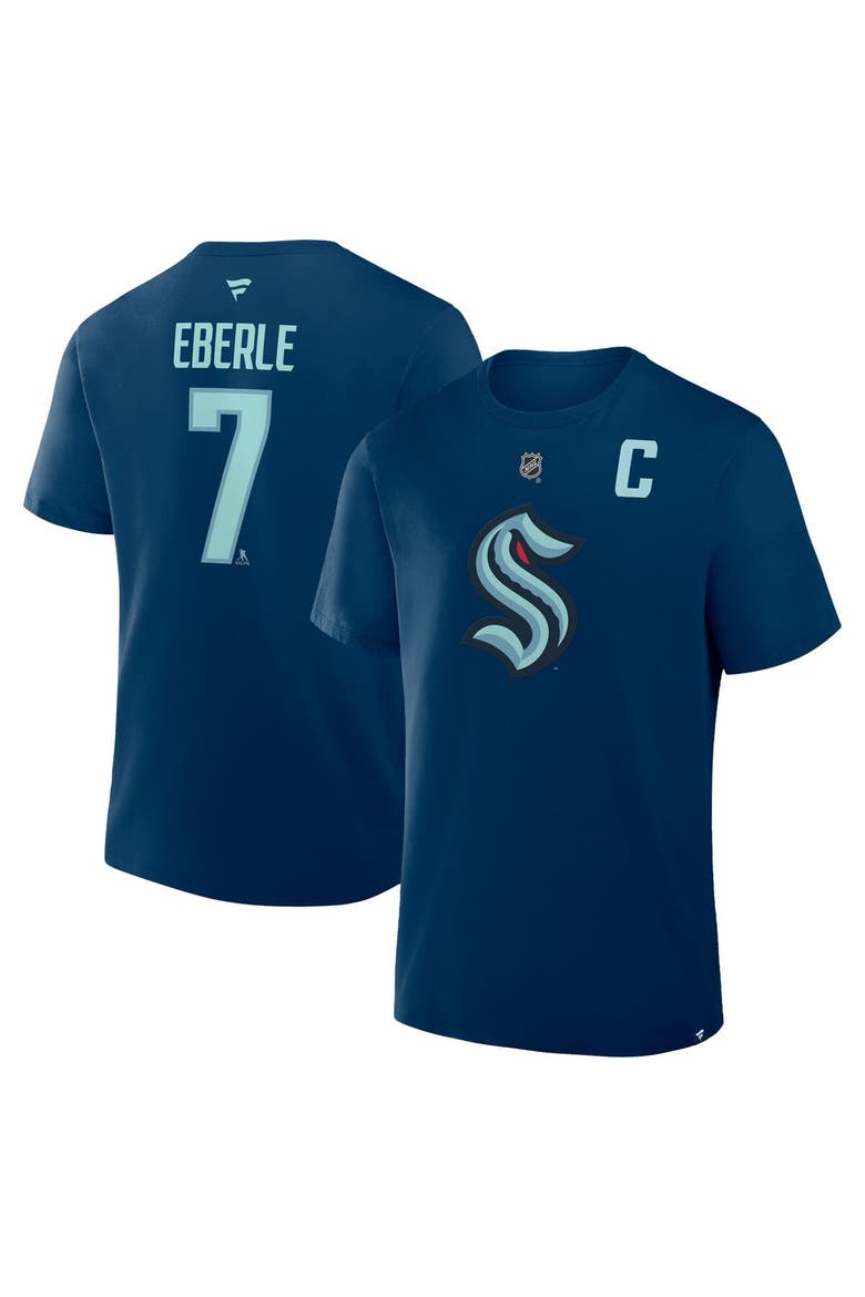 Men's Fanatics Jordan Eberle Navy Seattle Kraken Authentic Stack Name & Number T-Shirt, Main, color, Navy