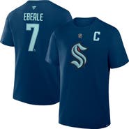 FANATICS Men's Fanatics Jordan Eberle Navy Seattle Kraken Authentic Stack Name & Number T-Shirt