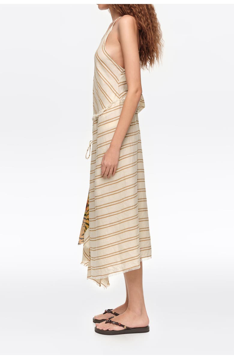 Bimba y Lola Sarong Midi Dress With Striped Print Lining, Alternate, color, Sand