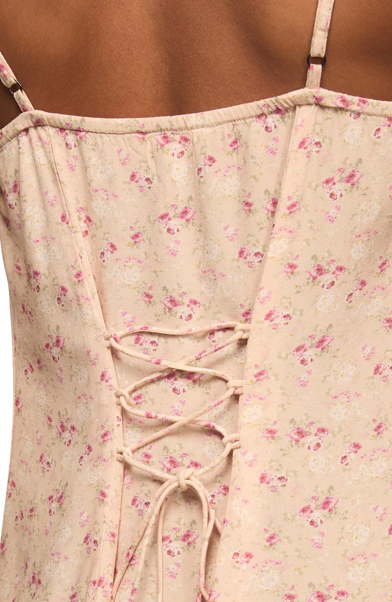 Lucky Brand Simone Floral Midi Slipdress, Alternate, color, Peach Floral