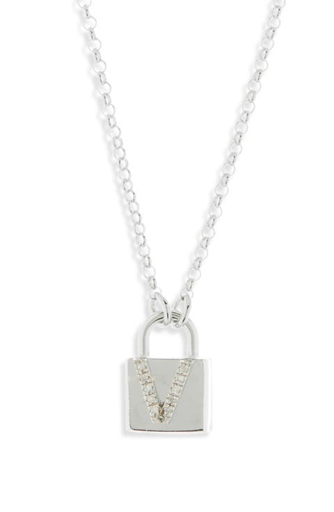 Diamond Padlock Initial Pendant Necklace - 0.12ct.