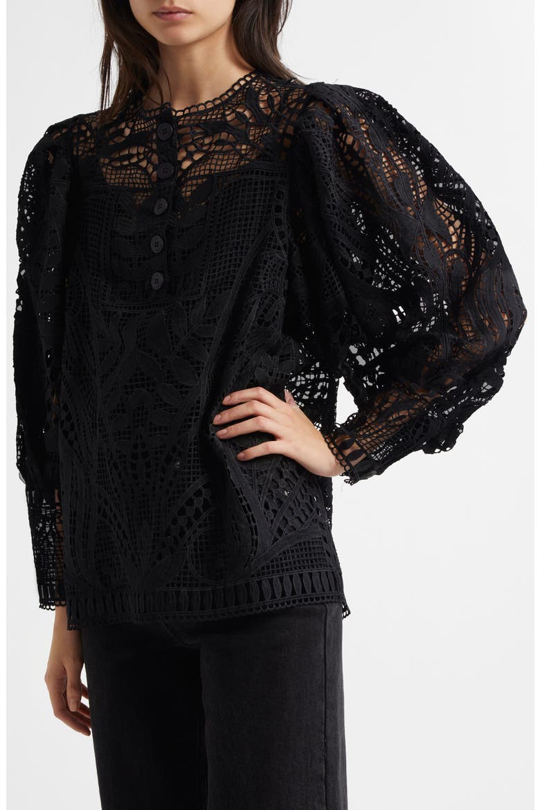 Guipure Lace Top, Main, color, BLACK
