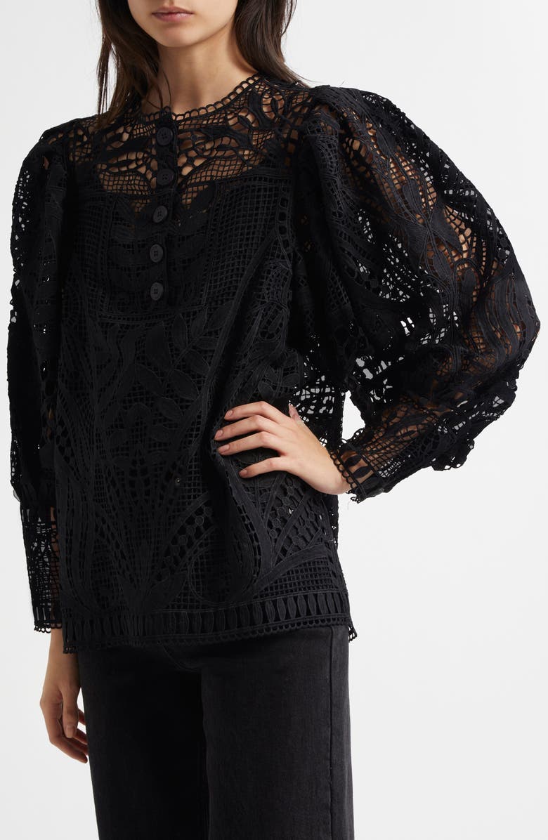 FARM Rio Guipure Lace Top, Main, color,