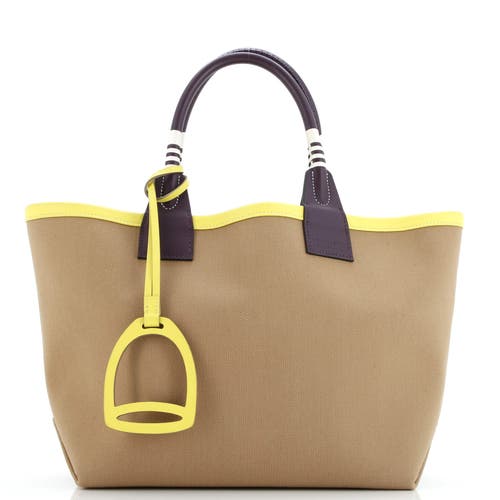 Pre-owned Hermes Hermes Sac Steeple Tote Toile With Leather 25