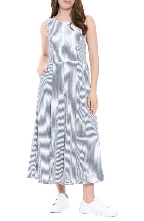 Stripe Crop Wide Leg Jumpsuit (Petite)