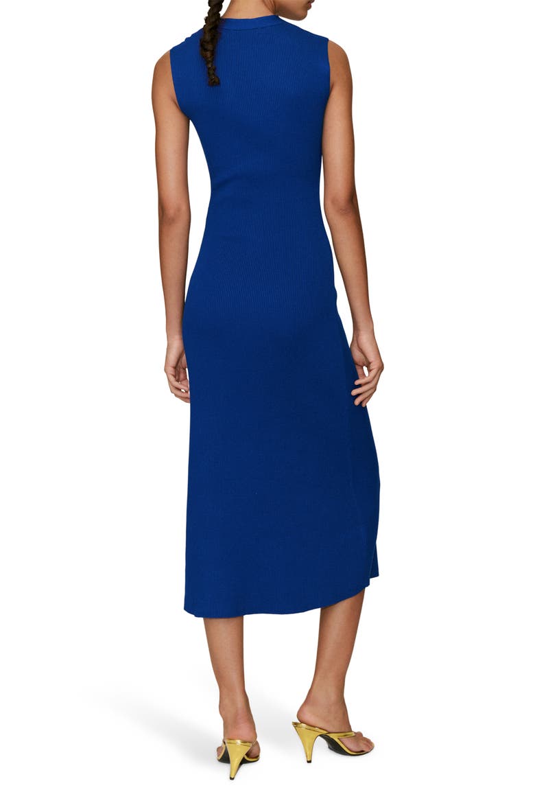 Rib Knit V-Neck Midi Dress, Alternate, color, BLUE
