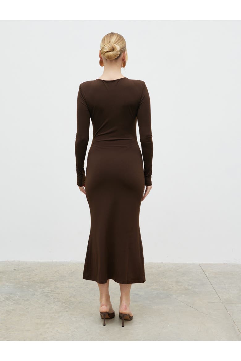 Ragan Corsage Jersey Midi Dress, Alternate, color, Brown