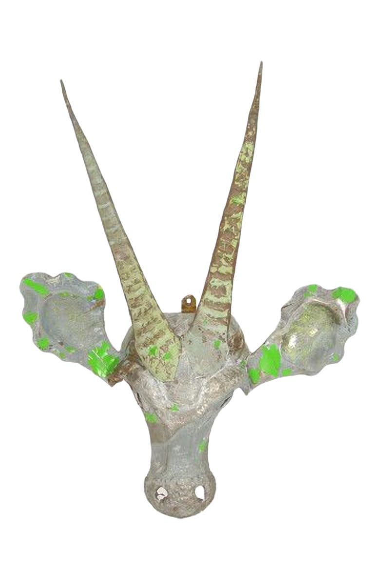 Mbare Sable Animal Mask - Recycled Metal Wall Art, Alternate, color, Grey