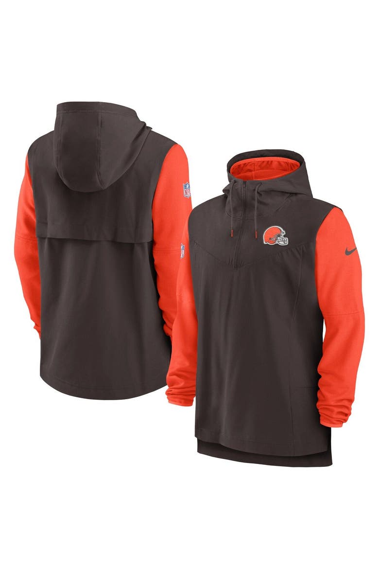 Men's Nike Brown/Orange Cleveland Browns Sideline Player Quarter-Zip Hoodie, Alternate, color, Brown