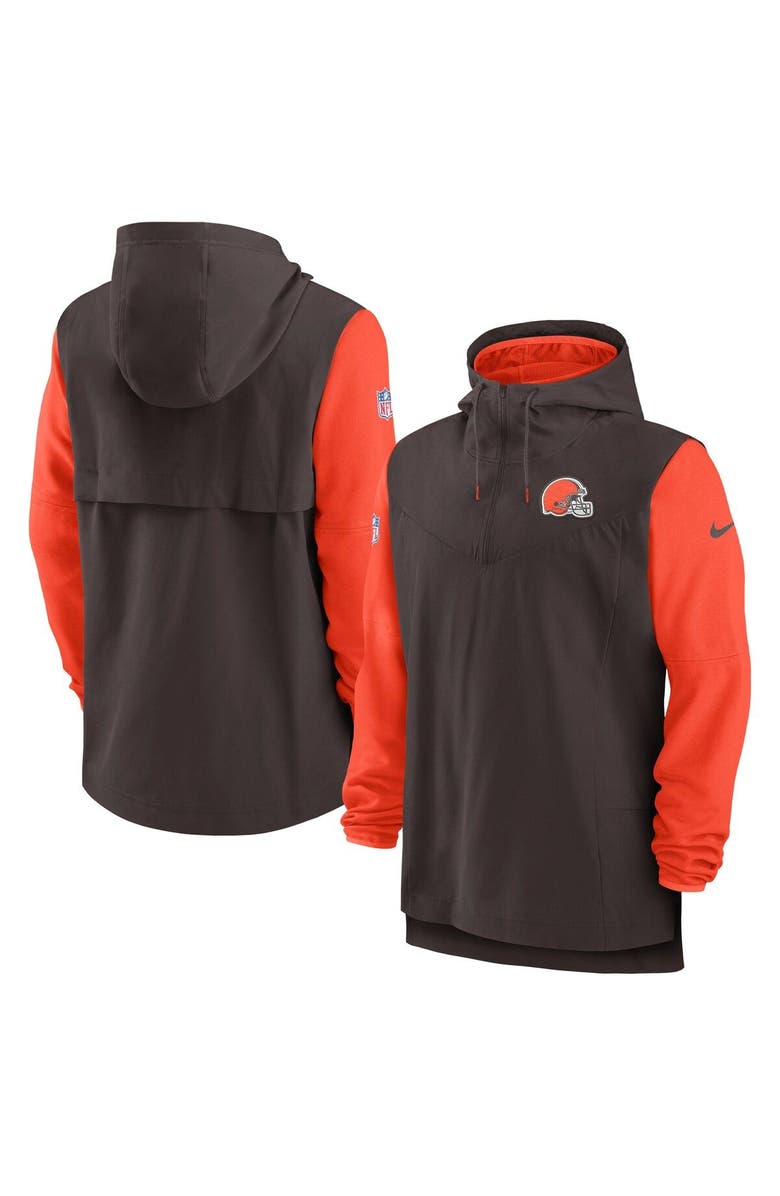 Nike Men's Nike Brown/Orange Cleveland Browns Sideline Player Quarter-Zip Hoodie, Alternate, color, Brown
