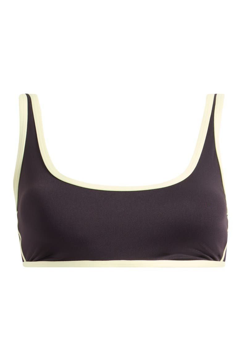 Solis Scoop Sports Bra, Main, color, BLACK BEAN/SOFT YELLOW