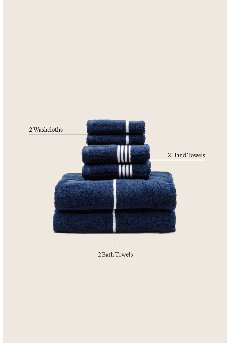 Miramar 6-Piece Towel Standard Set, Alternate, color, Navy / White