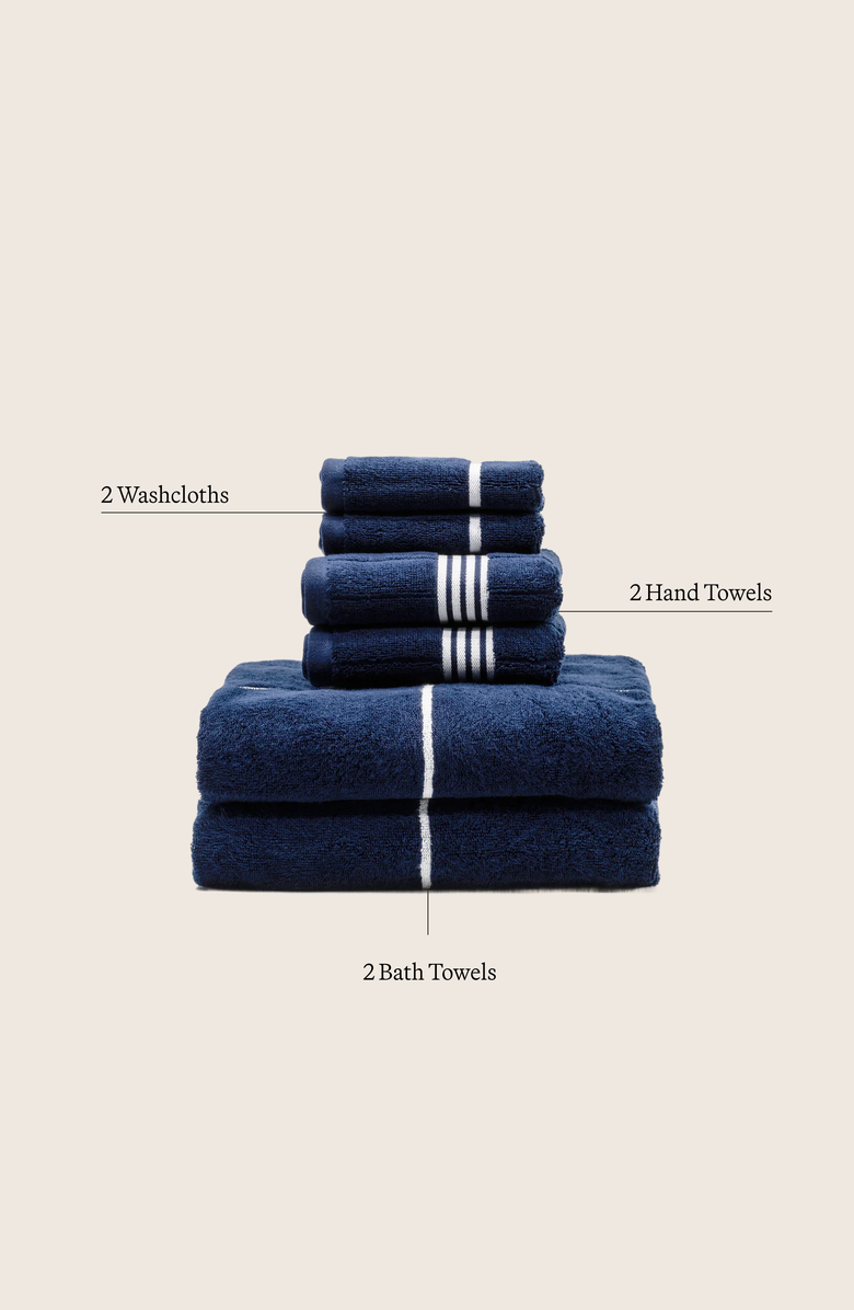 Italic Miramar Bath Towel Standard Set, Alternate, color, Navy / White
