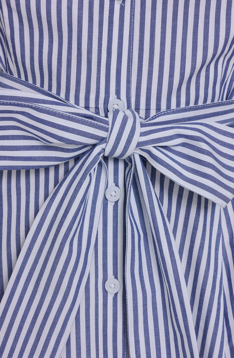 Tommy Hilfiger Stripe Short Sleeve Cotton Shirtdress, Alternate, color, Bright White/ Marina Blue