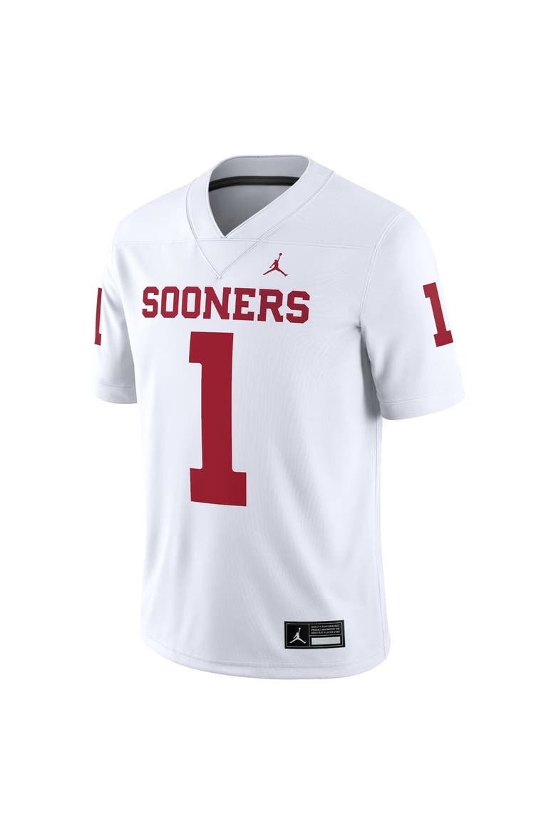 Men's Jordan Brand #1 White Oklahoma Sooners Game Jersey, Alternate, color, White