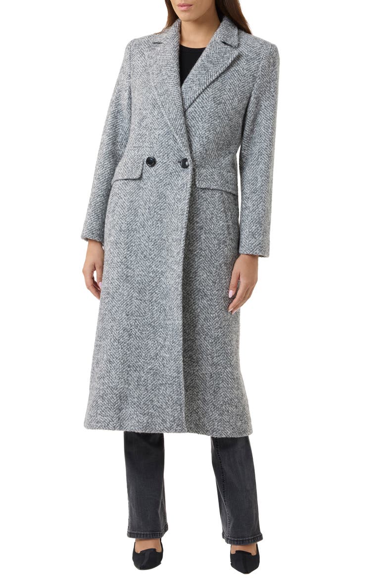 Herringbone Wool & Suri Alpaca Blend Coat, Main, color, GREY / MULTI