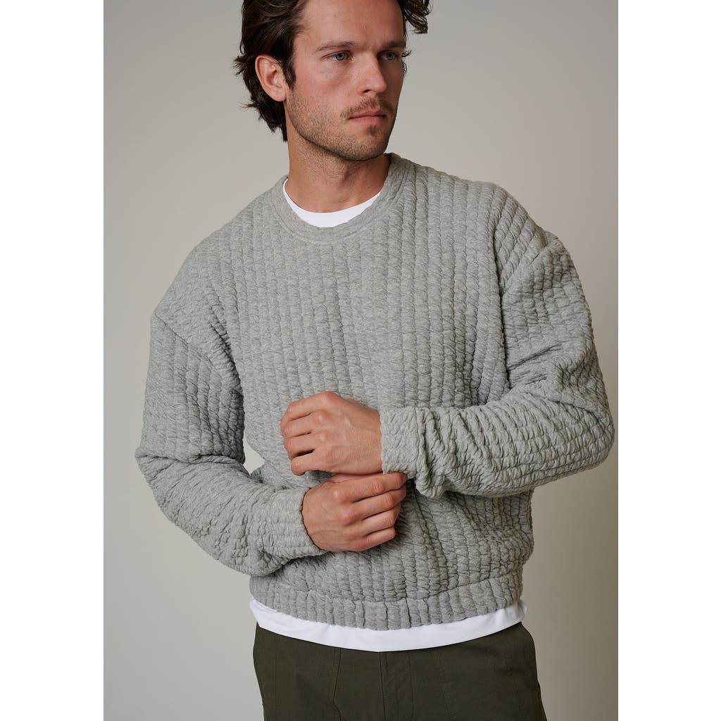 Leisure Lab Quilt Crewneck Sweater In Heathered Gray