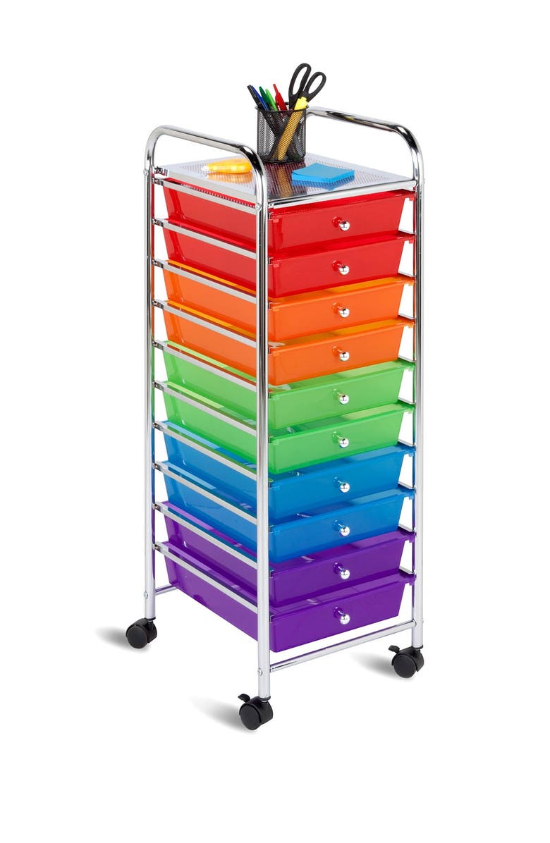 HONEY-CAN-DO 10 Drawer Multicolor Storage Cart, Alternate, color, 