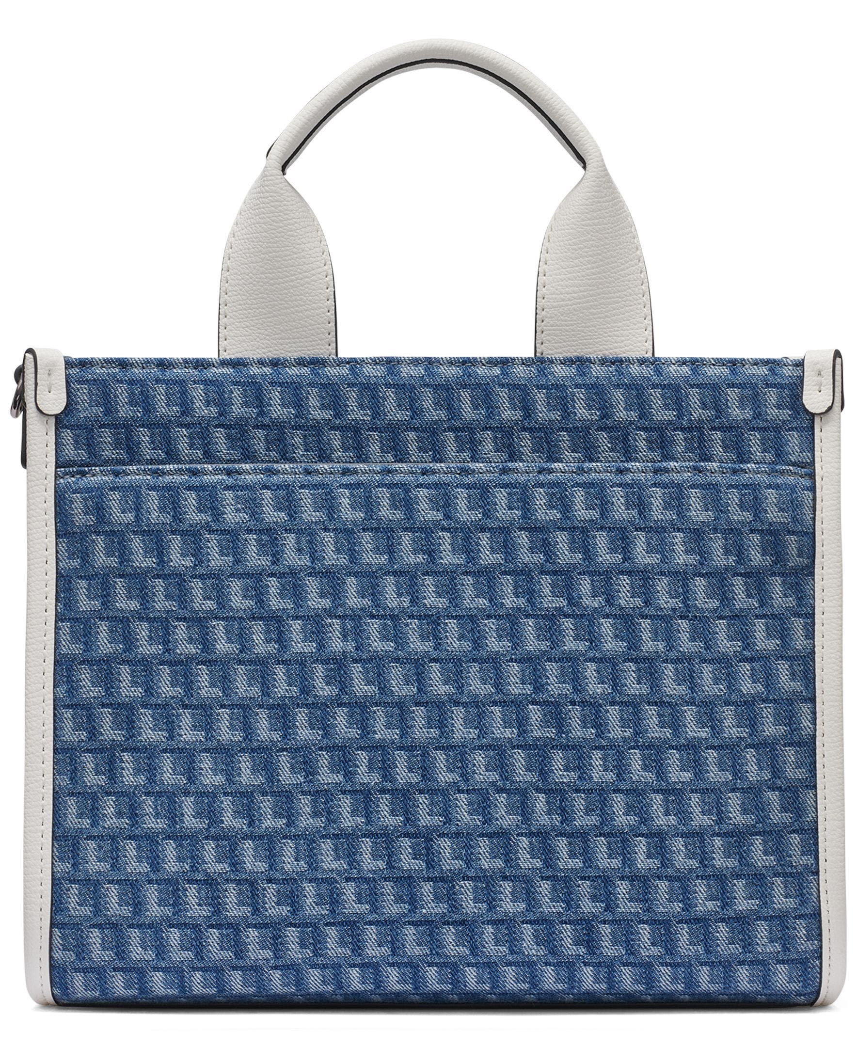KARL LAGERFELD PARIS Kristina Denim Jacquard Tote, Alternate, color, Denim/White