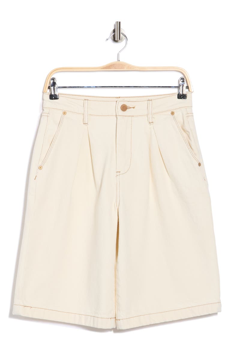Pleated Front Denim Bermuda Shorts, Alternate, color, CAKETOPPER