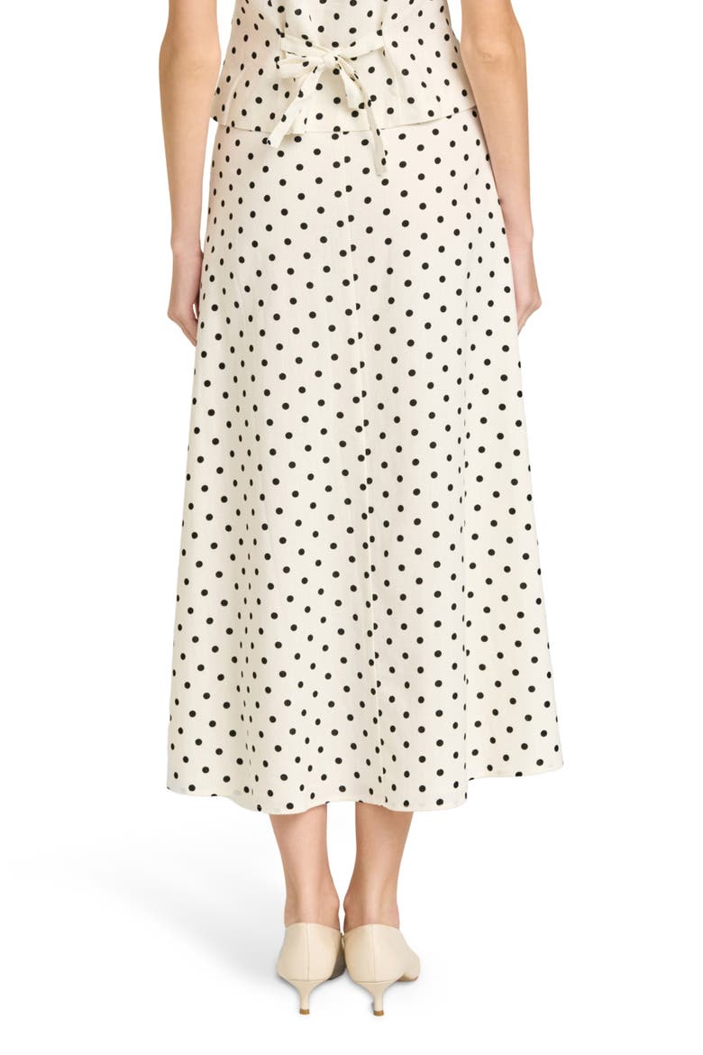 Blaire Dot Linen Blend Midi Skirt, Alternate, color, IVORY POLKA DOT