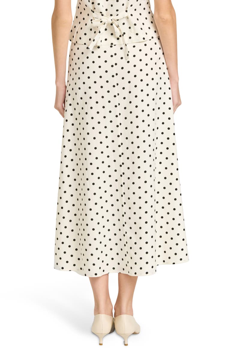 WAYF Blaire Dot Linen Blend Midi Skirt, Alternate, color, Ivory Polka Dot