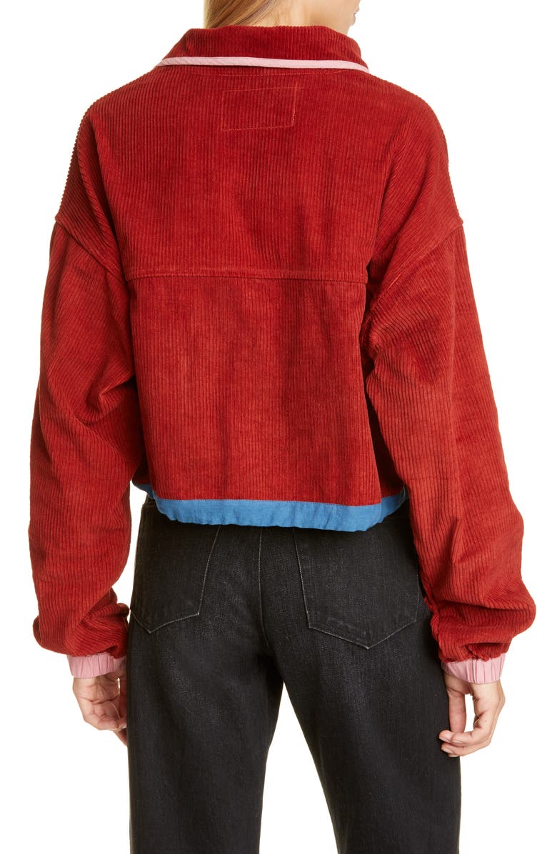 Story mfg. Polite Crochet Panel Corduroy Crop Pullover, Alternate, color,