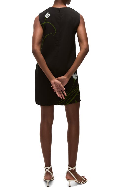 Veronica Beard Cromwell Floral Sleeveless Shift Dress In Black Multi