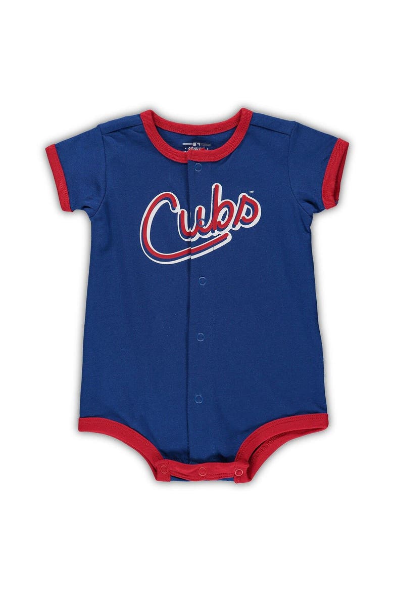 Newborn & Infant Royal Chicago Cubs Stripe Power Hitter Romper, Main, color, Royal