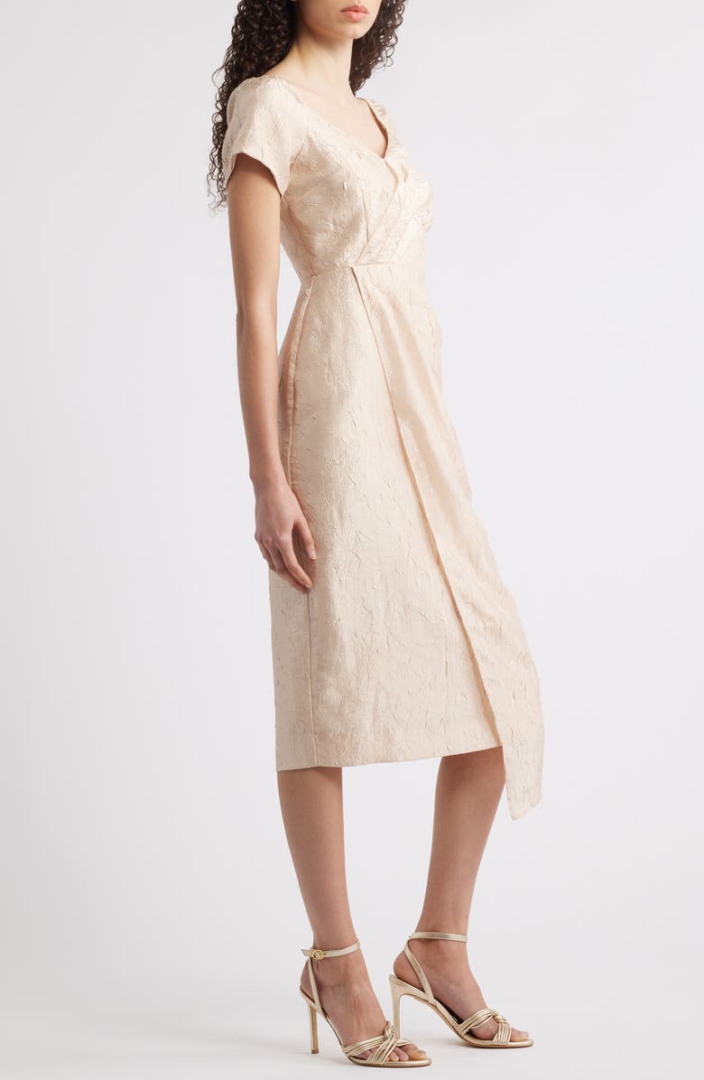 Tahari ASL Crinkle Satin Dress, Alternate, color, Champagne