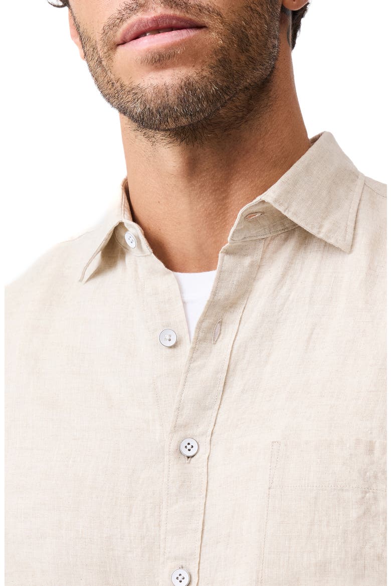 Palm Beach Sports Fit Short Sleeve Linen Button-Up Shirt, Alternate, color, OATMEAL