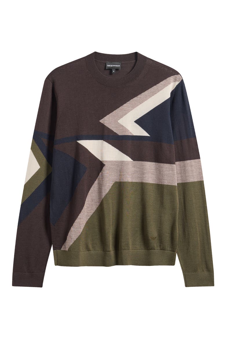 Wool Crewneck Sweater, Alternate, color, BROWN/ GREEN