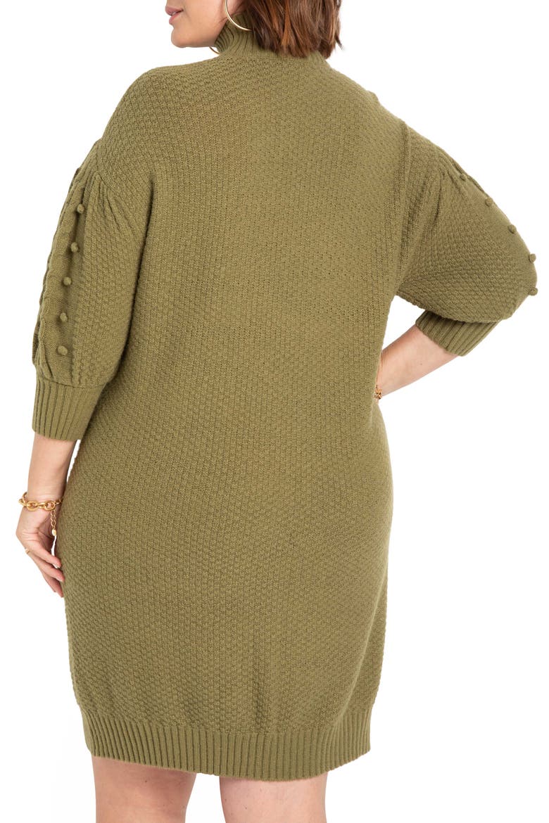 Cable Stitch Bobble Sweater Dress, Alternate, color, OLIVE BRANCH
