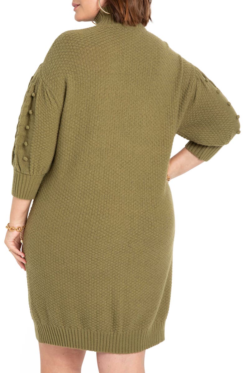 ELOQUII Cable Stitch Bobble Sweater Dress, Alternate, color,