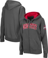 COLOSSEUM Women's Charcoal Ohio State Buckeyes Arched Name Full-Zip Hoodie