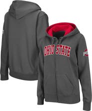 COLOSSEUM Women's Charcoal Ohio State Buckeyes Arched Name Full-Zip Hoodie