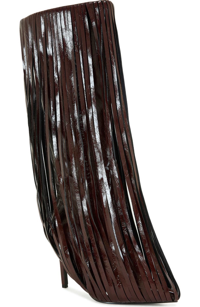 AZALEA WANG Zantara Fringe Knee High Boot, Main, color, Burgundy