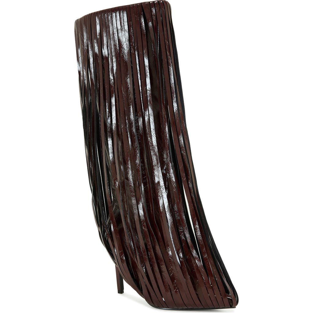 Azalea Wang Zantara Fringe Knee High Boot In Brown