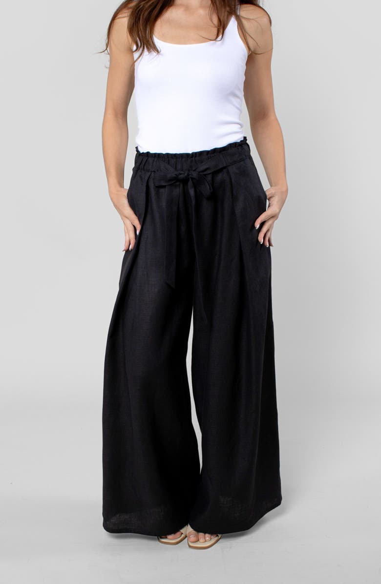 LEISURE LAB Linen Cabana Pant, Main, color, Black