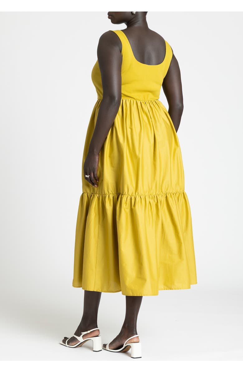 ELOQUII Mixed Fabric Tank Dress, Alternate, color, White