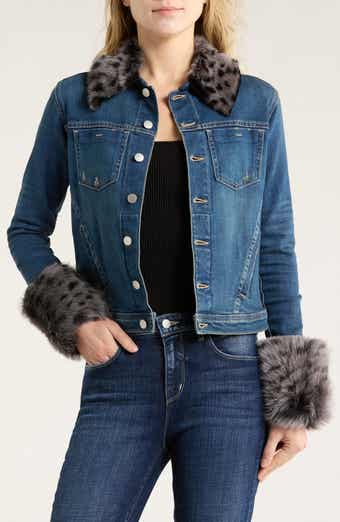 L'AGENCE Shea Genuine Shearling Trim Denim Jacket