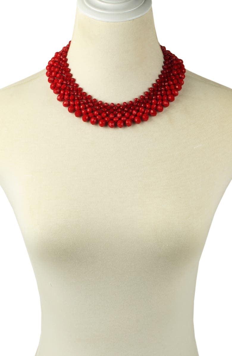 EYE CANDY LOS ANGELES Anita Crystal Statement Collar Necklace, Alternate, color, Red