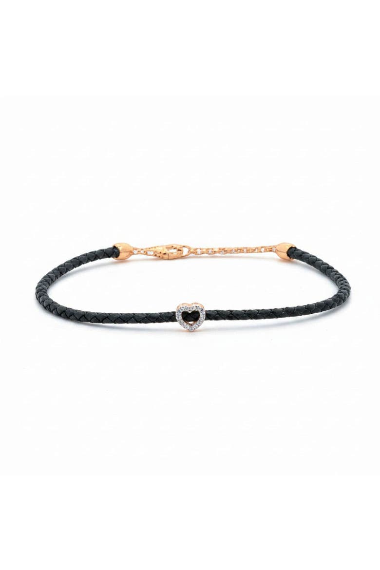 Diamond Heart Cutout Rope Chain Bracelet 14K, Main, color, 14K Gold