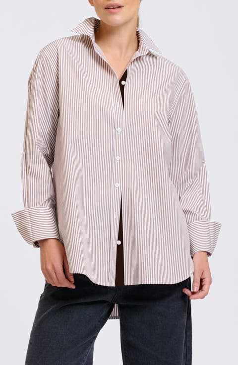 Elodie Stripe Cotton Button-Up Shirt