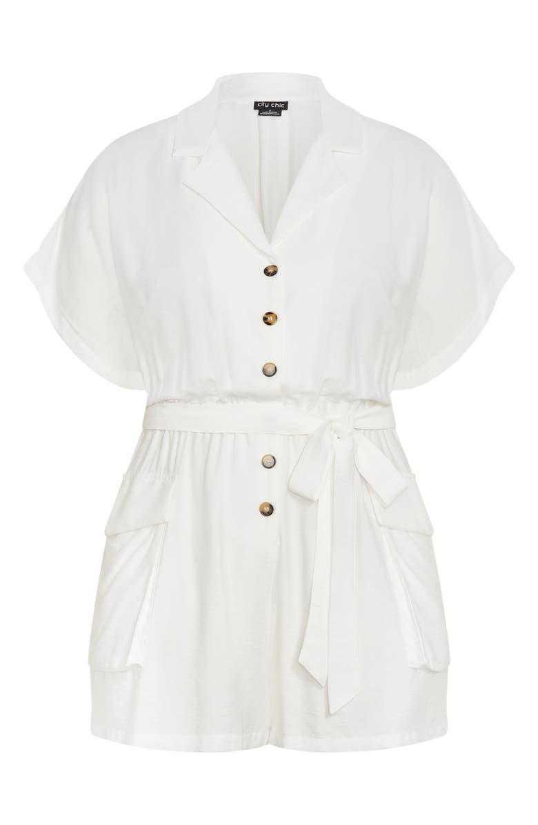 City Chic Jade Short Sleeve Playsuit, Alternate, color, Ivory