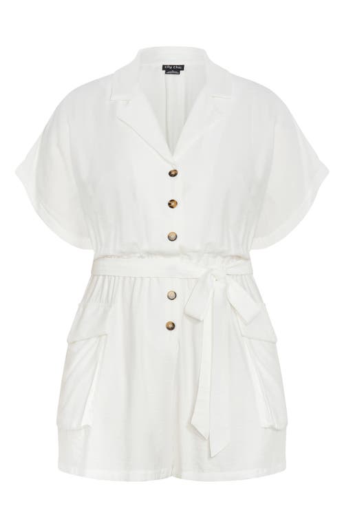 City Chic Jade Short Sleeve Playsuit In White